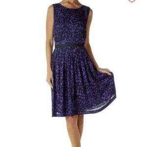ANN TAYLOR LOFT Purple Black Sleeveless Pleated A-Line Midi Dress Size 0P